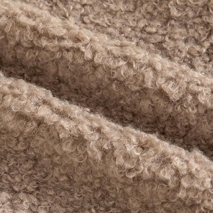 Yaertun Pack of 2 Faux Fur Throw Pillow Covers Decorative Sherpa Boucle Pillow Covers Fuzzy Soft Pillowcases Sheepskin Fleece Cushion Case for Couch Sofa Bed Living Room 26x26 Inch Khaki
