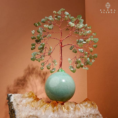 Crystal Tree of Life Birthday Gifts for Women, Mom Green Aventurine Healing Crystals for 7 Chakra Balance, Reiki Healing, Home Decoration Tree for Positive Energy, Good Luck, Office Desk Decor