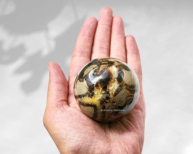 Amazing Gemstone Septarian Crystal Ball with Stand - 2.5 Inches Large Crystal Sphere Meditation Balls for Witchcraft and Decorative Balls
