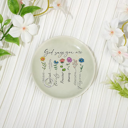 JoycuFF Christian Gifts for Women Faith,Inspirational Religious Ceramic Ring Jewelry Dish Gifts for Christians Christmas