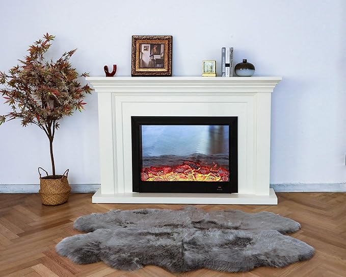 WaySoft New Zealand Sheepskin Area Rug – Genuine Fluffy Wool, Multiple Sizes, Bedroom or Living Room Decor(4ft x 6ft,Grey)
