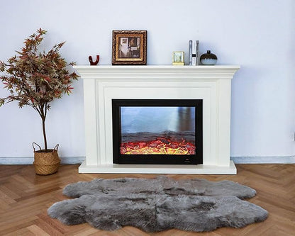 WaySoft New Zealand Sheepskin Area Rug – Genuine Fluffy Wool, Multiple Sizes, Bedroom or Living Room Decor(4ft x 6ft,Grey)