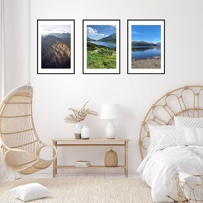 24x36 Picture Frame with 20x30 Mat Set of 2, Display Photo 20x30 with Mat or 24 x 36 Without Mat, Wall Hanging Large 24 by 36 Poster Frame with Plexiglass, 2 Pack, Black