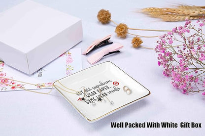 Topthink Funny Sayings Gifts for Nurse - Nurses Appreciation GIft - Not All SuperHeroes Wear Capes Some Wear Scrubs – Ceramic Jewelry Holder Ring Dish Trinket Box Tray