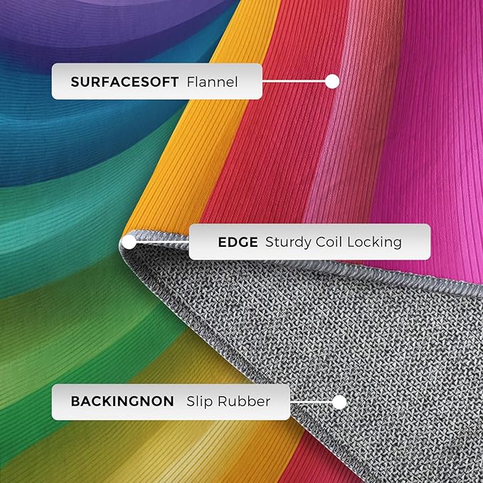 8x12 Rainbow Spiral Rugs for Bedroom Decor, Washable Colorful Swiral Pattern Area Rug, Living Room Home Decoration, Non Slip Soft Thin, Abstract Art Decor Large Carpet PF-P 56