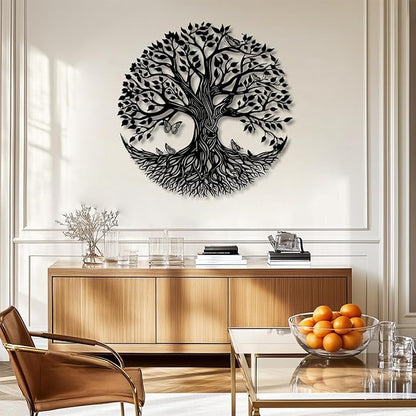 Yemwot Metal Tree of Life Wall Decor, Circle of Life Metal Tree Wall Art, Branch Art, Spiritual Decor, Modern Sculpture Decoration, Living Room Bedroom Decoration (Gold-Tree 4, 35"x 35"| 90x90cm)
