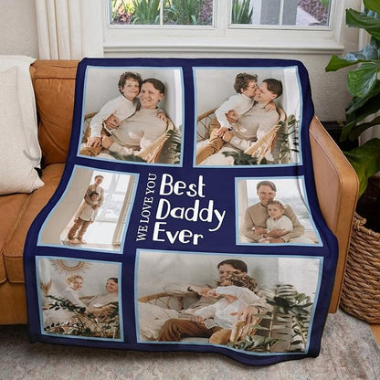 Fathers Day Personalized Gifts from Daughter Custom Blankets with Photos and Text Multiple Colors Sizes Soft Flannel Gifts for Men Birthday Gifts for Dad