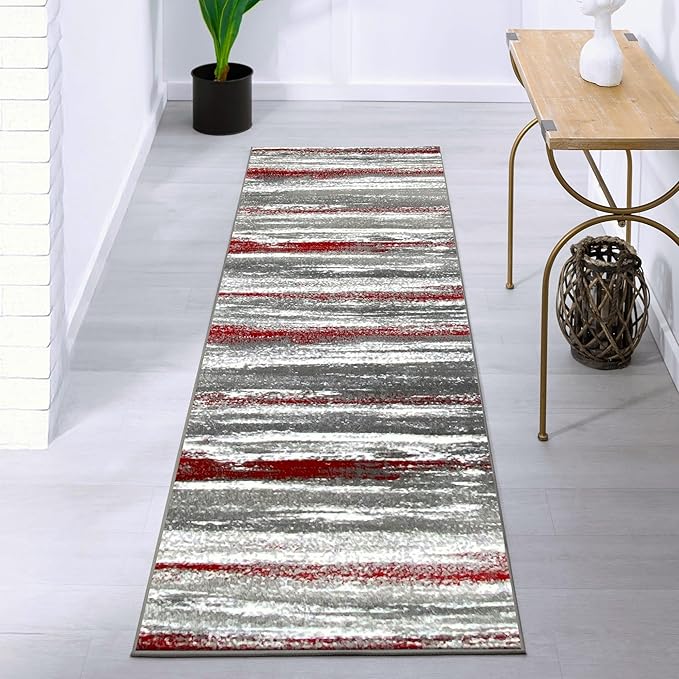 LUXE WEAVERS Modern Abstract Red 2x7 Area Rug