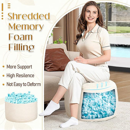 AS AWESLING Round Ottoman Foot Rest Pouf for Living Room Couch - Soft Plush Hassock