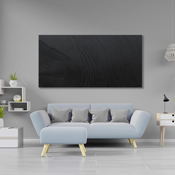 Canvas Wall Art Decor Modern Textured Wall Art Decor Canvas Art Wall Decor Black Silence Wall Painting Decorations Artwork Wall Art Prints for Room Living Room Bedroom Office Decor 24"X48"