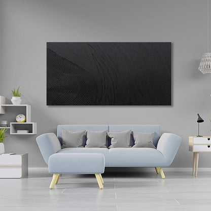 Canvas Wall Art Decor Modern Textured Wall Art Decor Canvas Art Wall Decor Black Silence Wall Painting Decorations Artwork Wall Art Prints for Room Living Room Bedroom Office Decor 24"X48"