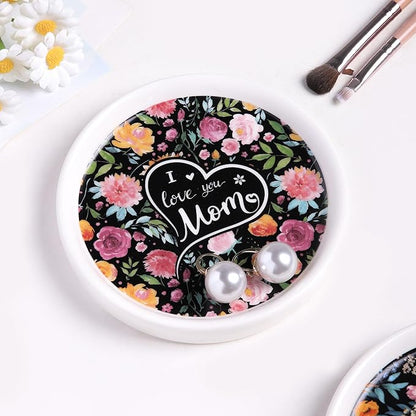 Potiera Ceramic Jewelry Tray, Decorative Ring Holder, Trinket Dish for Earrings Necklaces Watch Keys, Mother of the Bride Wedding Gifts, Mother's Day Birthday Christmas Gifts for Mom from Daughter