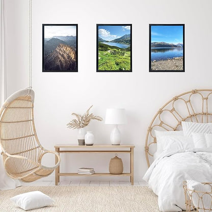 12x17 Black Picture Frame Set of 2, Horizontal and Vertical Formats for Wall Hanging, 12 x 17 Wall Gallery Poster Photo Frames with Shatter Resistant Plexiglass, 2 Pack, Black
