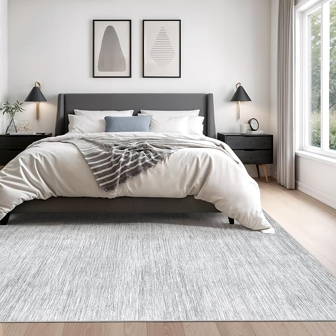 Valenrug Washable Rugs 8x10 - Non Slip 8x10 Area Rugs for Living Room, Stain Resistant Area Rugs for Bedroom, Foldable Machine Washable Area Rug(8'x10', Grey)