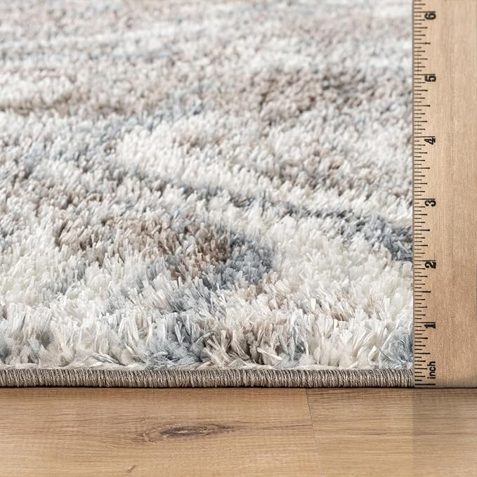Rugshop Abstract Marble Shag Area Rug Blue 7' 10" x 10' Perfect for Large Living Rooms, Dining Areas, or Master Bedrooms