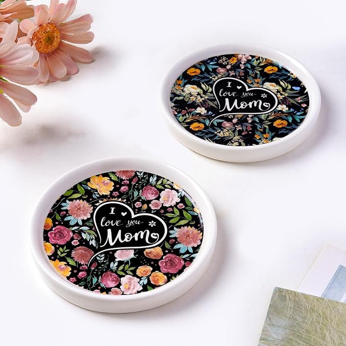 Potiera Ceramic Jewelry Tray, Decorative Ring Holder, Trinket Dish for Earrings Necklaces Watch Keys, Mother of the Bride Wedding Gifts, Mother's Day Birthday Christmas Gifts for Mom from Daughter