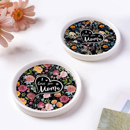 Potiera Ceramic Jewelry Tray, Decorative Ring Holder, Trinket Dish for Earrings Necklaces Watch Keys, Mother of the Bride Wedding Gifts, Mother's Day Birthday Christmas Gifts for Mom from Daughter