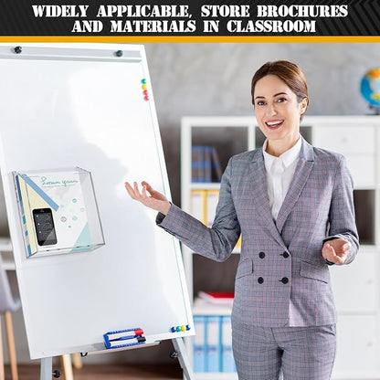 Thyle 2 Pcs Acrylic Brochure Holders Suction Cup Display Racks Wall Window or Glass Mount Clear Organizer Brochure Hanging Pamphlet Holder for Flyer Magazine File Display Book (8.7" X 8.7" X 2")