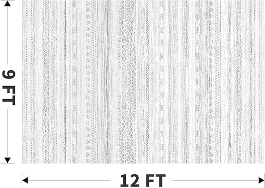 9x12 Area Rugs for Living Room Machine Washable Rug Distressed Indoor Carpet Neutral Moroccan Boho Rug Ultra Soft Area Rug for Bedroom Dining Room Playroom Office, Grey