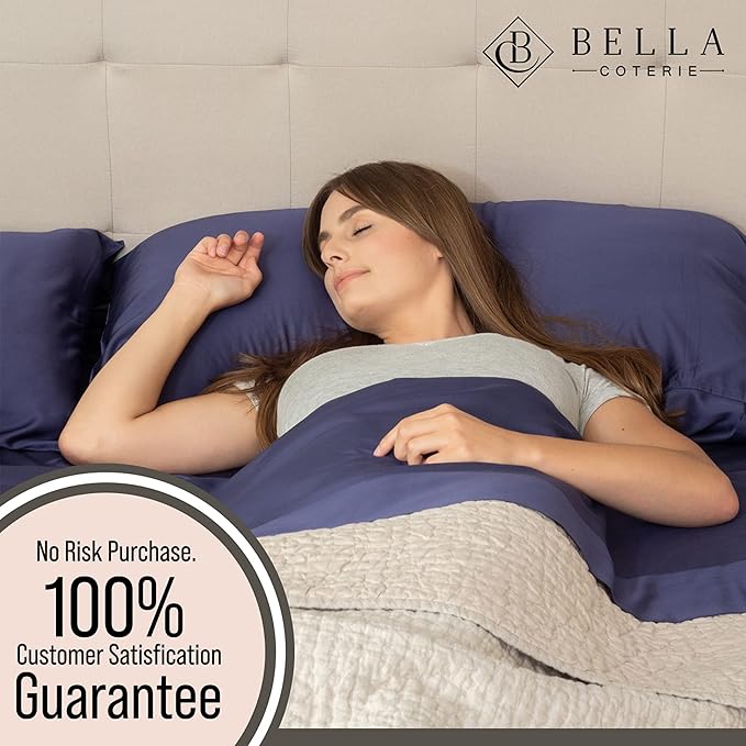 Bella Coterie Luxury Bamboo Viscose Twin XL Size Sheet Set | 100% Organically Grown | Ultra Soft | Cooling for Hot Sleepers | 18" Deep Pocket [Twilight Blue]
