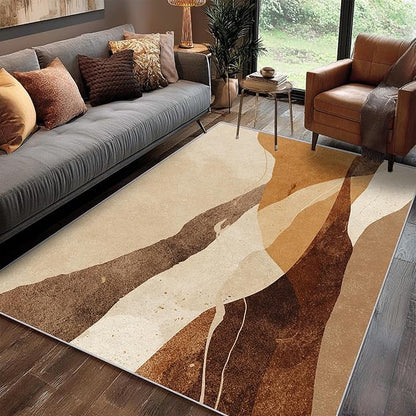 Boho Rug, 3x5 Area Rugs Abstract Rustic Textured Brown Pattern for Entryway, Living Room, Bedroom, Boho Home Decor Accessories Indoor Carpet, Non Slip & Machine Washable
