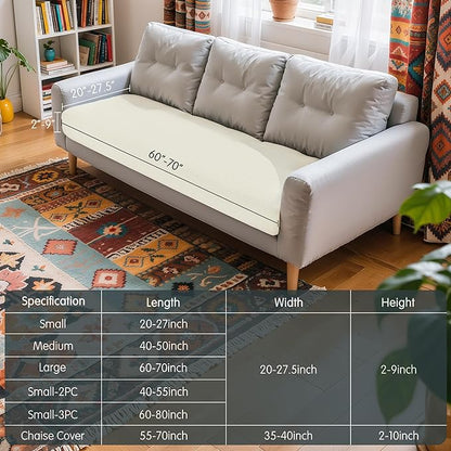 Hokway Stretch Couch Cushion Replacement Slipcovers Reversible Cushion Slipcovers Sofa Cushion Covers(Creamwhite, Large)