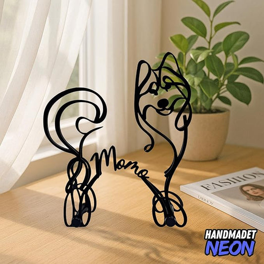 Personalized Husky Dog Minimalist Sculpture, Custom Name Siberian Husky Metal Desk Decor, Decorative Aesthetic Table Sign Gifts For Pet Lovers, Kids Room, Home Office Decorations
