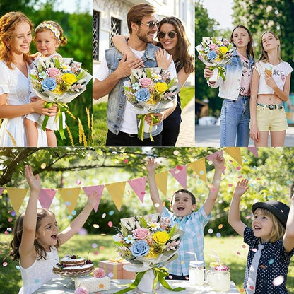 HUACHIPLUS Preserved Bouquet: Fresh Flowers Bouquet-Cute Sweet Gifts for Women Wife Girlfriend Mom-Flowers for Delivery Prime on Christmas Valentines Day Anniversary Mothers Day Birthday (dopamine2)
