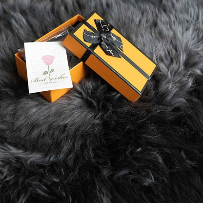 Genuine Sheepskin Rug New Zealand Fluffy Lambskin Rug, Natural Luxury Sheepskin Throw for Bedroom Living Room Children's Room - Premium Area Rug Chair Cover (2×6 Feet, Dark Charcoal Grey)