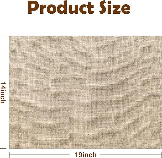 Shatex Jute Placemats Set of 6,14x19Inch Rustic Placemat for Kitchen Dining Table Wedding Party Ceremony，Natural Fabric
