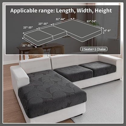 Couch Covers for Sectional Sofa, Washable Stretch Soft Sofa Cushion Covers L Shape Sofa Slipcovers Anti Slip Furniture Decor Protector for Pets (2 Seaters Covers+1 Chaise Cover,Dark Gray)