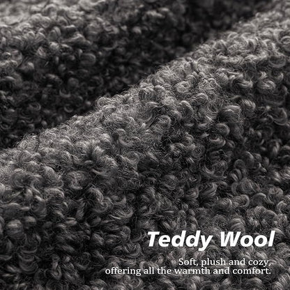 Foindtower Set of 2 Curly Teddy Wool Pillow Covers Decorative Boucle Textured Lumbar Throw Pillow Faux Fur Sherpa Pillowcases Sheepskin Fuzzy Cushion Case for Sofa Bedroom Car 12"x20" Dark Gray