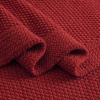 CozeCube Christmas Red Throw Blanket for Couch, Soft Cozy Cable Knit Throw for Bed Sofa Living Room, Lightweight Warm Decorative Farmhouse Christmas Blanket, 50"x60", Red