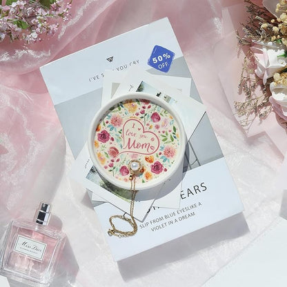 Potiera Ceramic Jewelry Tray, Decorative Ring Holder, Trinket Dish for Earrings Necklaces Watch Keys, Mother of the Bride Wedding Gifts, Mother's Day Birthday Christmas Gifts for Mom from Daughter