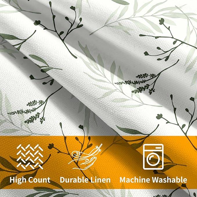 Sage Green Spring Pillow Covers 20x20 Set of 2 Leaves Throw Pillow Covers Neutral Pillowcase Linen Decoration Farmhouse Soft Decorative Plants Vintage Cushion Case Couch for Indoor Outdoor Home Decor