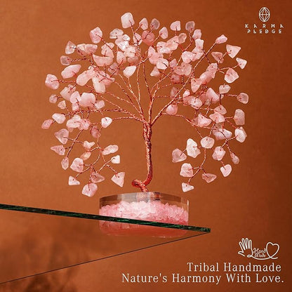 Rose Quartz Crystal Tree Gifts for Women, Handmade Chakra Healing Crystals Tree of Life for Positive Energy, Money, Good Luck, Home and Office Decor, Thoughtful Birthday Gifts for Mom