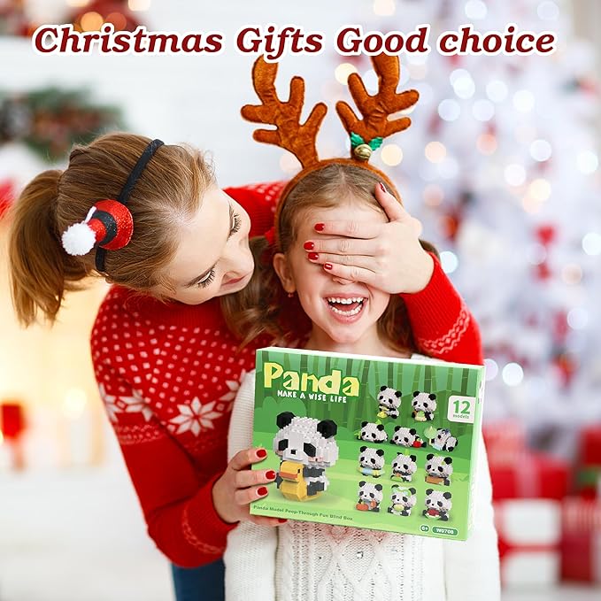 12 Days Advent Calendar 2025 Kids, 12 Packs Panda Building Blocks Set, Advent Calendar 2025 Boys for 6+ Years Old, Christmas Gifts for Girls and Boys, Party Favors (Panda)