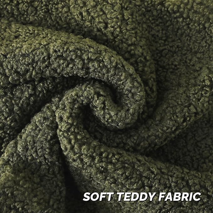 FUTEI Olive Green Throw Pillow Covers 20x20 Inch Set of 2,Furry Faux Fur Teddy Boucle Textured Cushion Covers,Soft Fluffy Decorative Pillow Case,Home Decor for Couch Bed Living Room Office Car