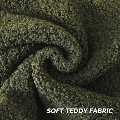 FUTEI Olive Green Throw Pillow Covers 22x22 Inch Set of 2,Furry Faux Fur Teddy Boucle Textured Cushion Covers,Soft Fluffy Decorative Pillow Case,Home Decor for Couch Bed Living Room Office Car