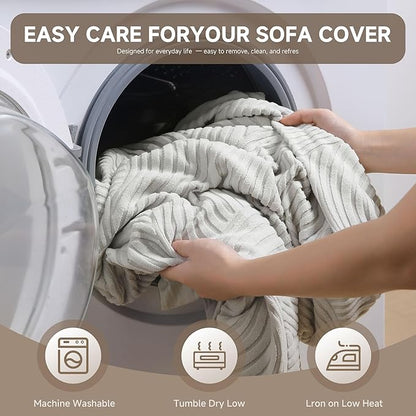Couch Cushion Covers for Sectional and L Shaped Sofa, Stretch Soft Sofa Covers Washable Wear Resistant Slipcovers Furniture Protector Pet-Friendly (3 Seaters Covers, Light Gray)