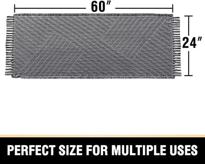 H.VERSAILTEX Waffle Bath Runner Rug Long Bath Mat Super Absorbent Boho Bath Rugs Non Slip Bath Runner for Bathroom Floor Machine Washable Dry Fast Bathroom Rugs with Tassels, 24" x 60", Gray