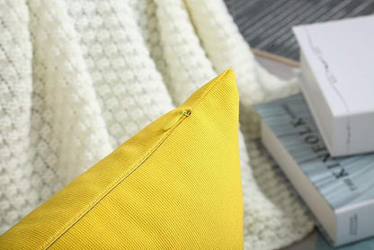 TangDepot Set of 2 Handmade Decorative Solid 100% Cotton Canvas Throw Pillow Covers/Cushion Covers, 45 Colors Available - (20"x20" 2 Pieces, Yellow)