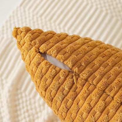 Kevin Textile Throw Pillow Covers Soft Corduroy Decorative Set of 2 Boho Striped Pillow Covers Pillowcases Farmhouse Home Decor for Couch Bed Sofa Living Room 26x26 Inch Golden Yellow