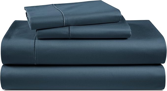 100% Egyptian Cotton Bed Sheets King Size – Silky Sateen Weave for Warm Winter Comfort, 15" Deep Pocket King Sheets, Naturally Breathable, Ultra-Soft Durable Hotel-Quality Luxury Bedding - Dark Denim