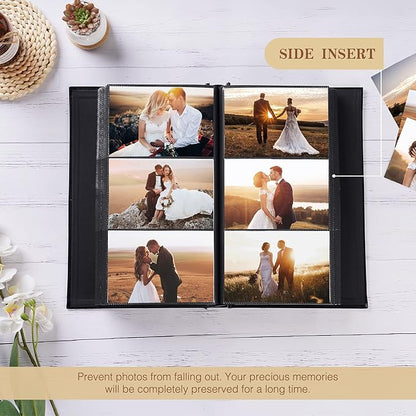 potricher Small Photo Album 4x6 300 Photos Leather Cover Picture Book with 300 Horizontal Pockets for Family Wedding Anniversary and Baby (Green)