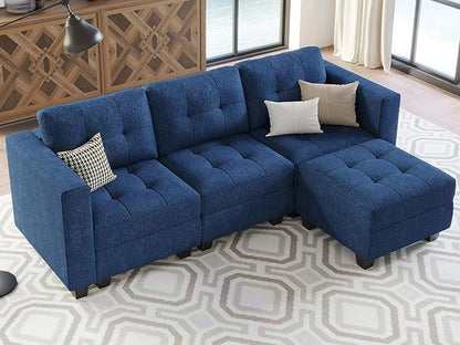 Belffin Modular Sectional Sofa L Shaped Sofa Couch with Storage Seats Convertible Sectional Couch Modular Sofa with Reversible Chaise Fabric Blue