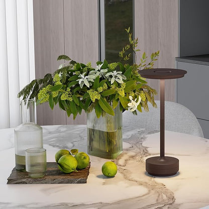 1 Pack Rechargeable Table Lamps Cordless, Portable 5000mAh Outdoor Table Light, 3 Color Stepless Dimming LED Table Lamp with Memory Function, for Home/Dinner/Patio/Restaurant.(Rust)