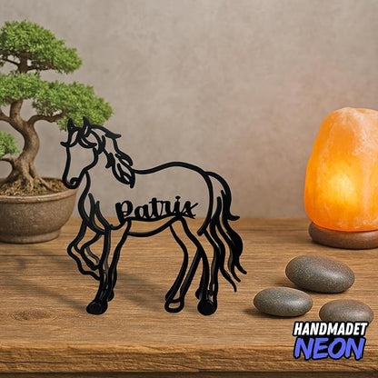 Personalized Horse Minimalist Sculpture, Custom Name Farmhouse Metal Desk Decor, Decorative Aesthetic Table Sign Gifts For Horse Lovers, Kids Room, Home Office Decorations