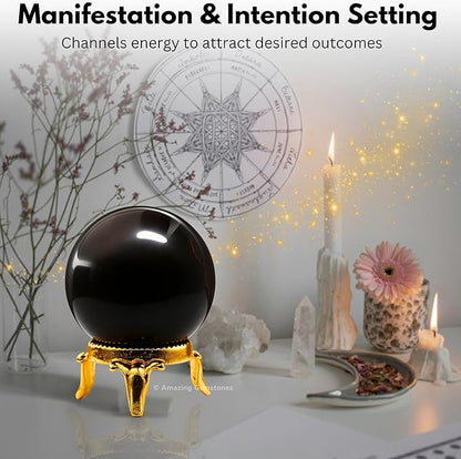 Amazing Gemstone Garnet Crystal Ball with Stand - 1.5 Inches Crystal Sphere Meditation Balls for Witchcraft and Decorative Balls