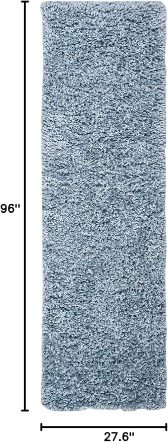 SAFAVIEH Sheep Shag Collection 2'3" x 8' Aqua SSG212J Handmade 1-inch Thick Runner Rug